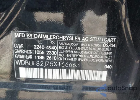 2005 Mercedes-Benz E 320 4Matic from USA, damaged, VIN WDBUF82J75X166663